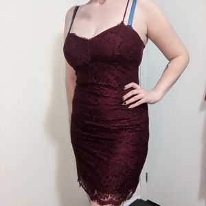 Burgundy Lace Cocktail Dress